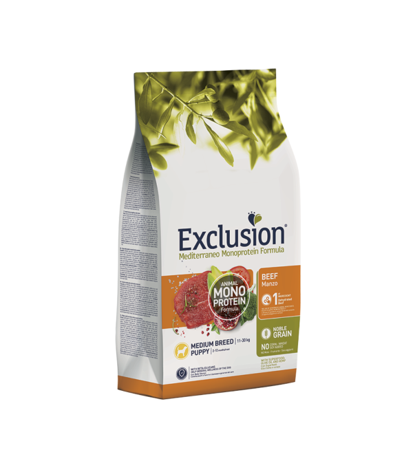 Exclusion Mediterraneo Puppy Medium Breed Manzo