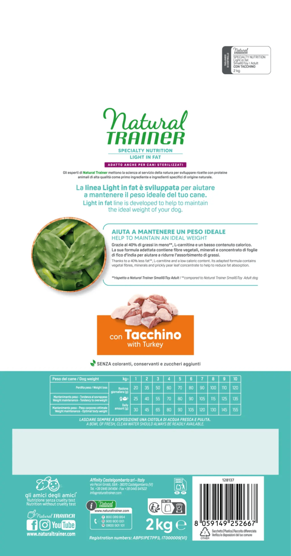 Natural Trainer Light in Fat Adult Small e Toy con Tacchino 