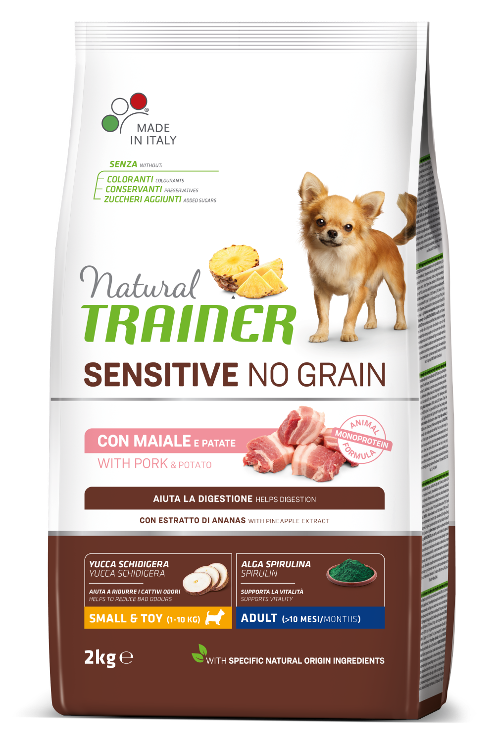 Natural Trainer Sensitive No Grain Adult Small Mini con Maiale e Patate