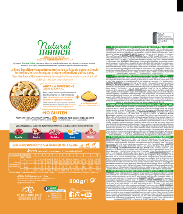 Natural Trainer Sensitive No Gluten Puppy e Junior Small e Toy con Salmone e Cereali Integrali