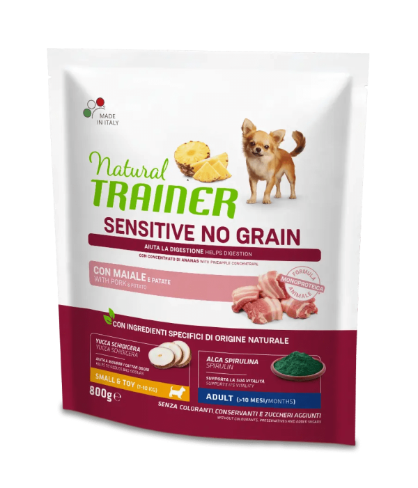 Natural Trainer Sensitive No Grain Adult Small Mini con Maiale e Patate