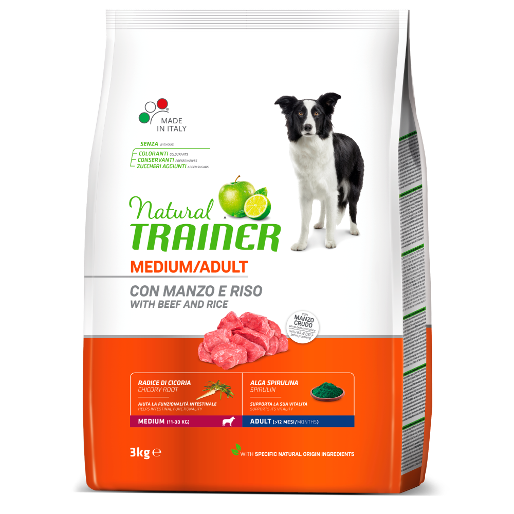 Natural Trainer Adult Medium con Manzo e Riso