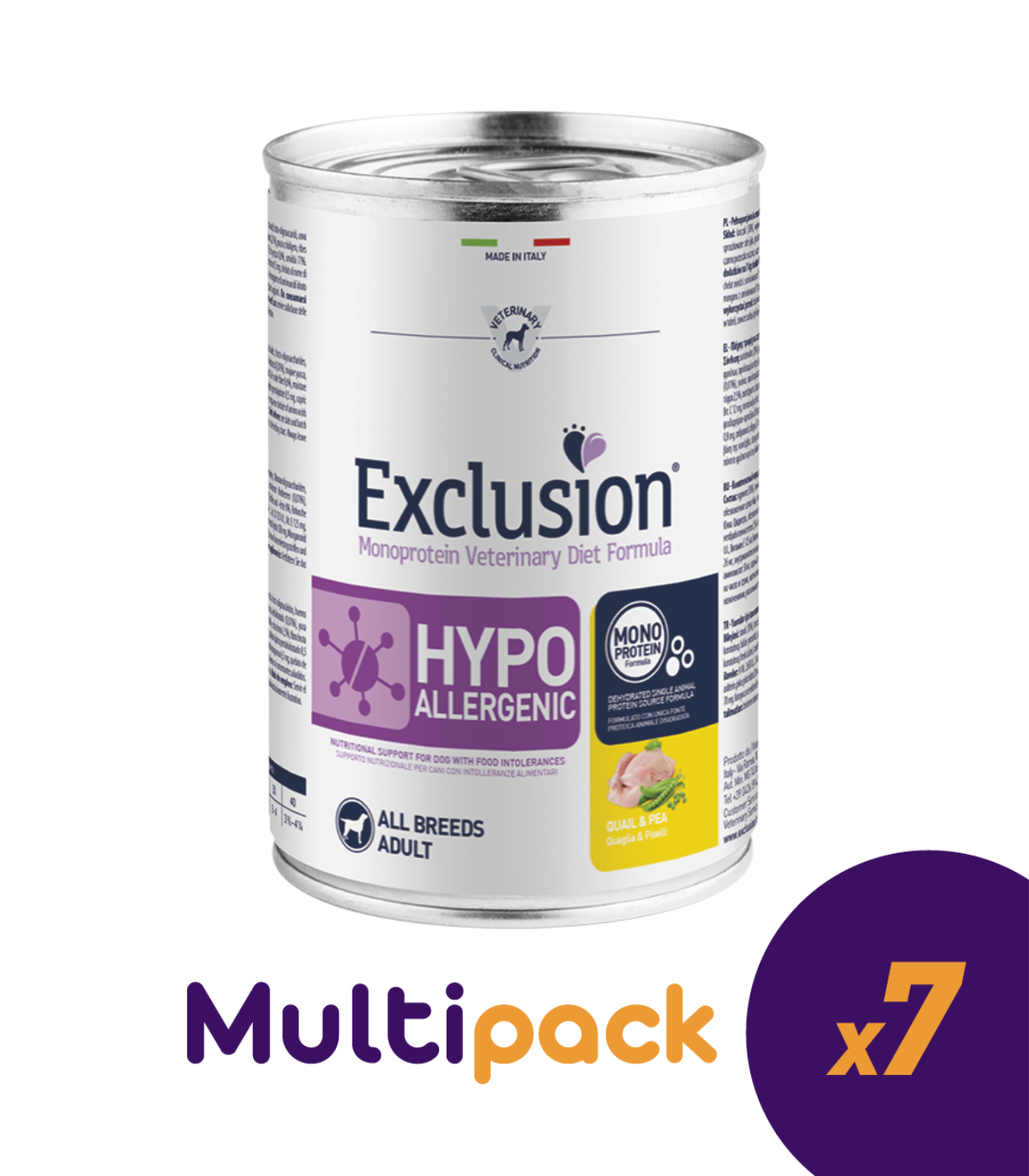 Exclusion Hypoallergenic Adult All Breeds Quaglia e Piselli