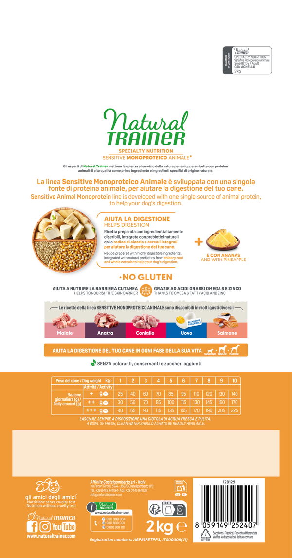 Natural Trainer Sensitive No Gluten Adult Small Toy con Agnello e Cereali Integrali