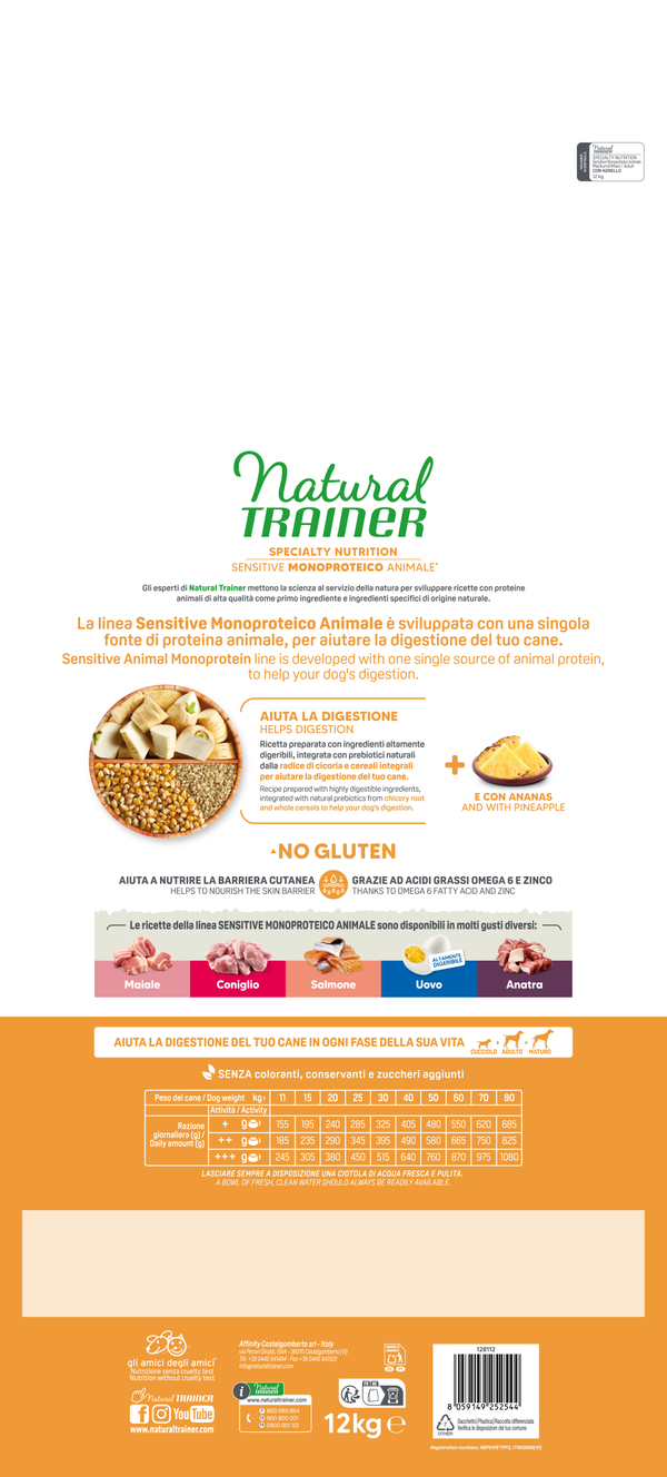 Natural Trainer Sensitive No Gluten Adult Medium Maxi con Agnello e Cereali Integrali