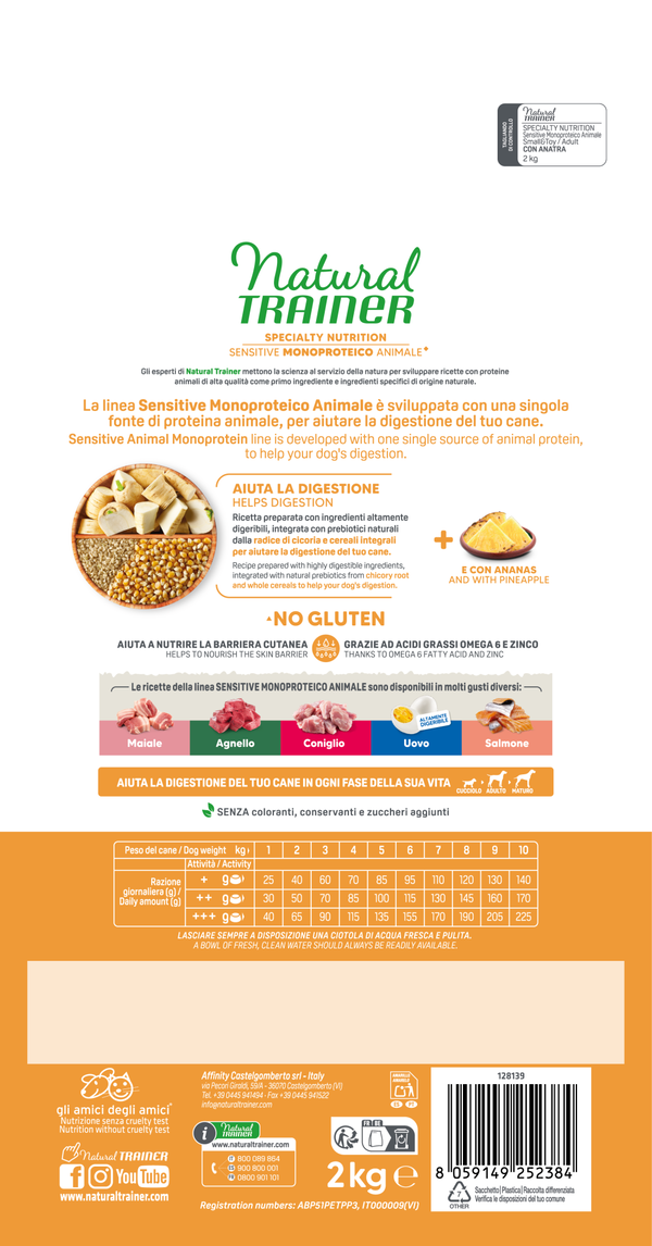 Natural Trainer Sensitive No Gluten Adult Small Toy con Anatra e Cereali Integrali