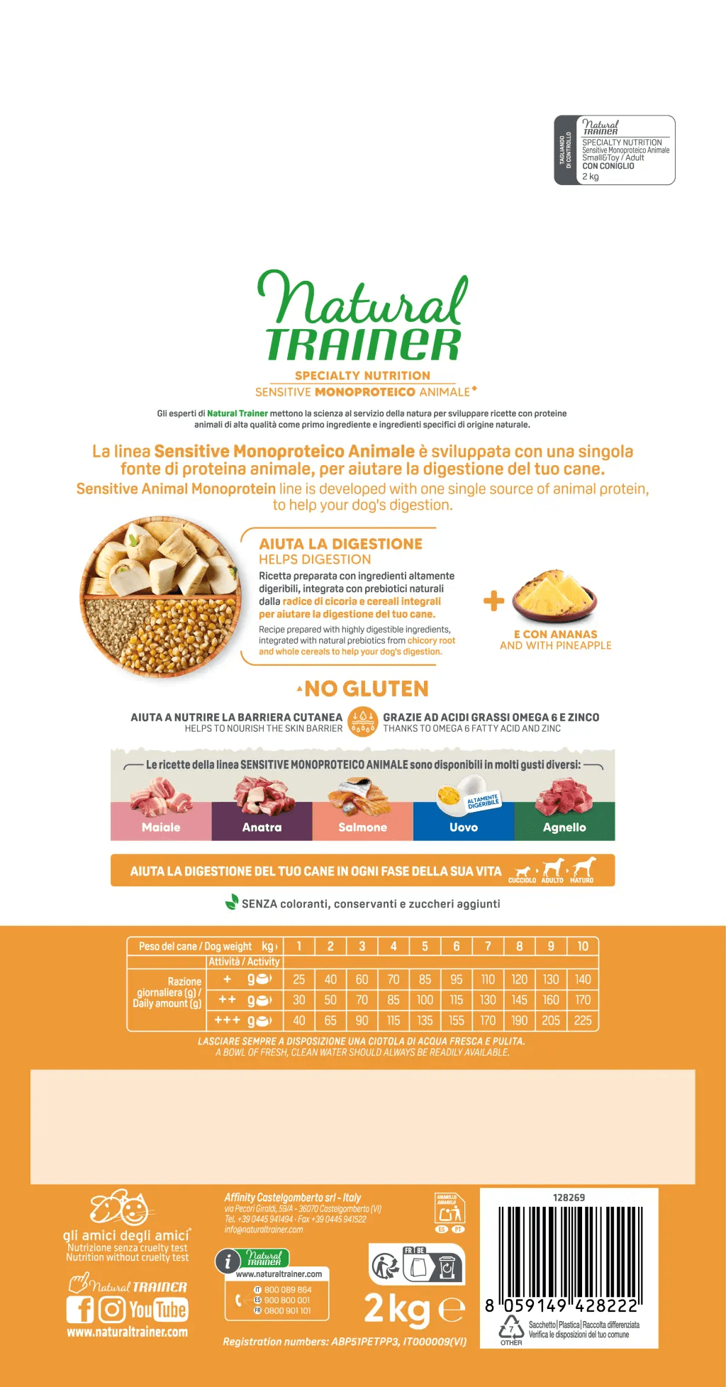 Natural Trainer Sensitive No Gluten Adult Small Toy con Coniglio e Cereali Integrali