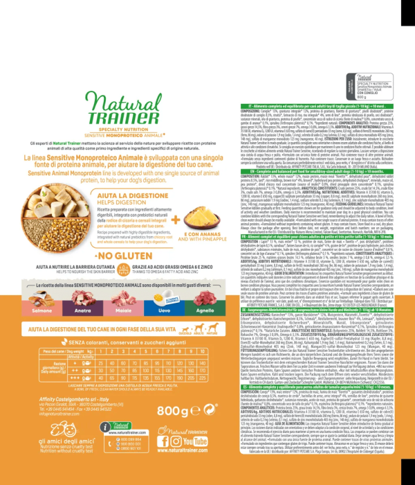 Natural Trainer Sensitive No Gluten Adult Small Toy con Coniglio e Cereali Integrali