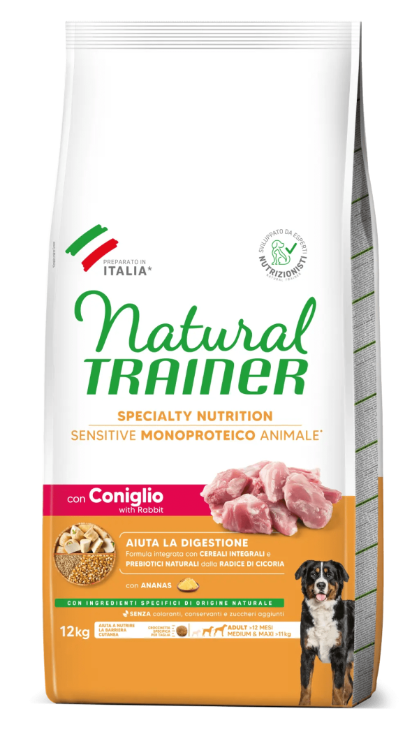 Natural Trainer Sensitive No Gluten Adult Medium Maxi con Coniglio e Cereali Integrali