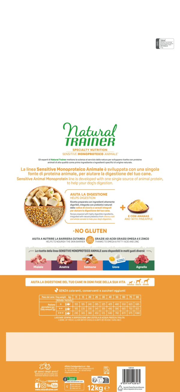 Natural Trainer Sensitive No Gluten Adult Medium Maxi con Coniglio e Cereali Integrali