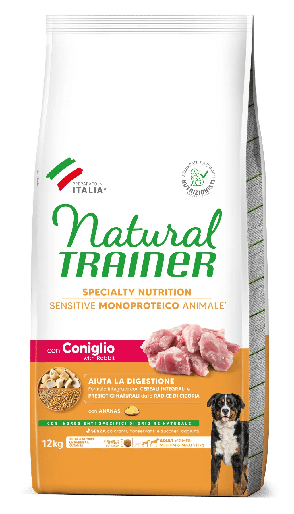 Natural Trainer Sensitive No Gluten Adult Medium Maxi con Coniglio e Cereali Integrali
