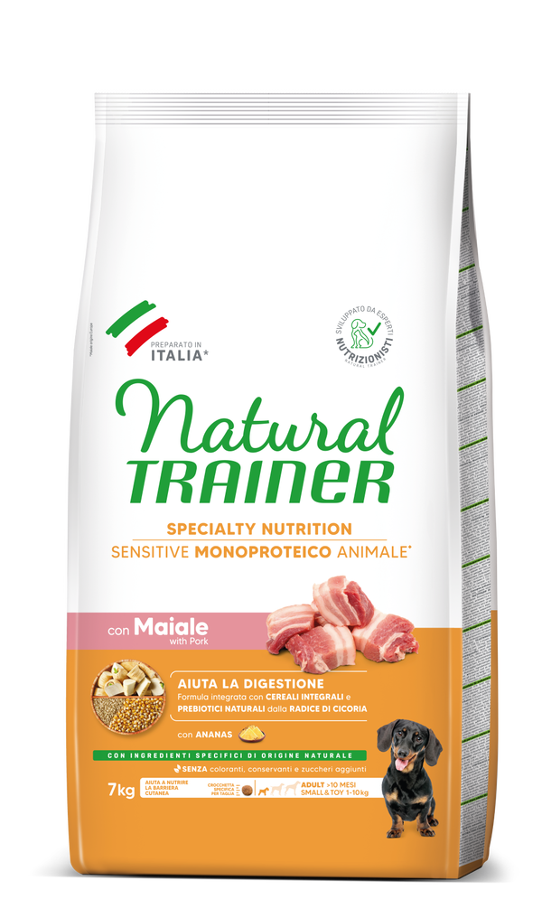 Natural Trainer Sensitive No Gluten Adult Small Toy con Maiale e Cereali Integrali