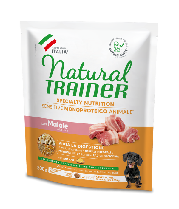 Natural Trainer Sensitive No Gluten Adult Small Toy con Maiale e Cereali Integrali