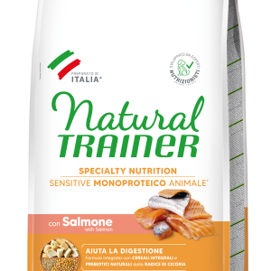 Natural Trainer Sensitive No Gluten Puppy e Junior Medium Maxi con Salmone e Cereali Integrali