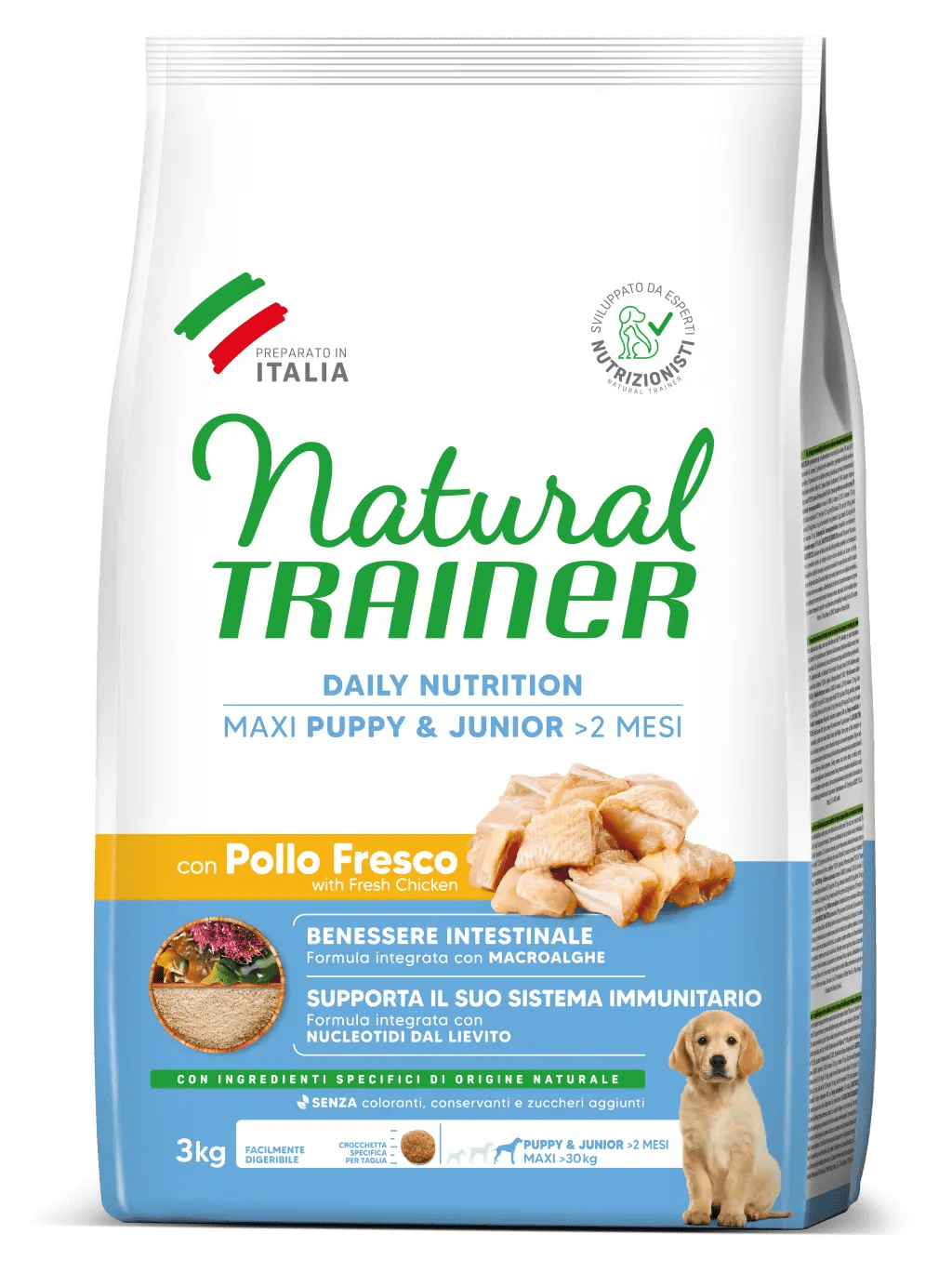 Natural Trainer Puppy e Junior Maxi con Pollo Fresco e Riso