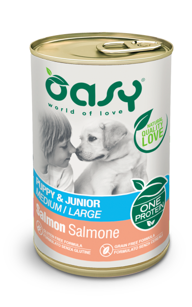 Oasy Paté Monoproteico Puppy e Junior Medium Large Salmone