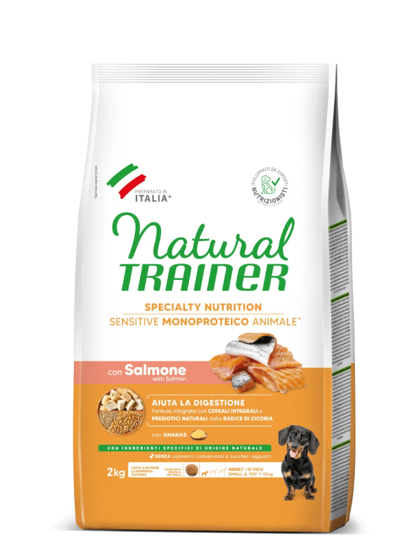 Natural Trainer Sensitive No Gluten Adult Small Toy con Salmone e Cereali Integrali 