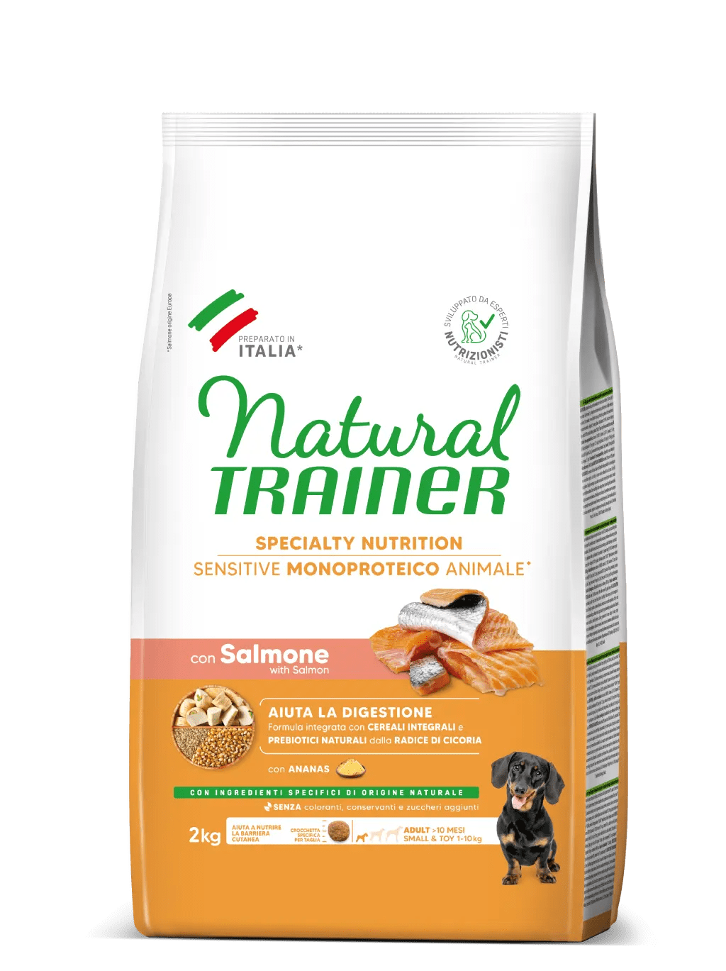 Natural Trainer Sensitive No Gluten Adult Small Toy con Salmone e Cereali Integrali 