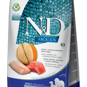 N&D Ocean Adult Medium/Maxi Salmone, Merluzzo e Melone Cantalupo