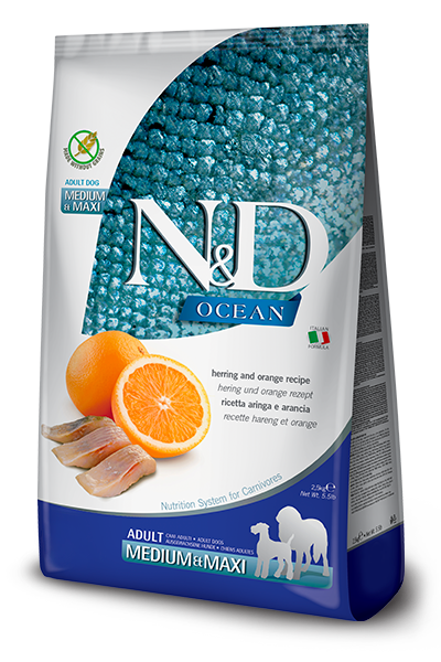 N&D Ocean Adult Medium/Maxi Aringa e Arancia