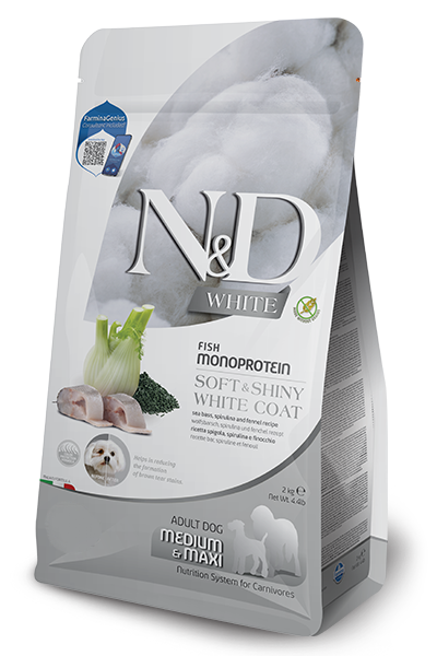 N&D White Dog Adult Medium/Maxi Branzino, Finocchio e Spirulina