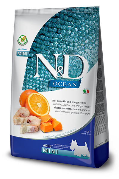 N&D Ocean Adult Mini Merluzzo, Zucca e Arancia