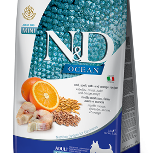 N&D Ocean Adult Mini Merluzzo, Farro, Avena e Arancia