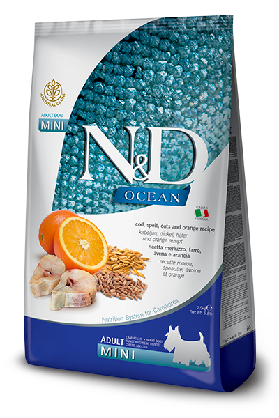 N&D Ocean Adult Mini Merluzzo, Farro, Avena e Arancia