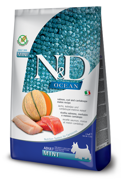 N&D Ocean Adult Mini Salmone, Merluzzo e Melone Cantalupo