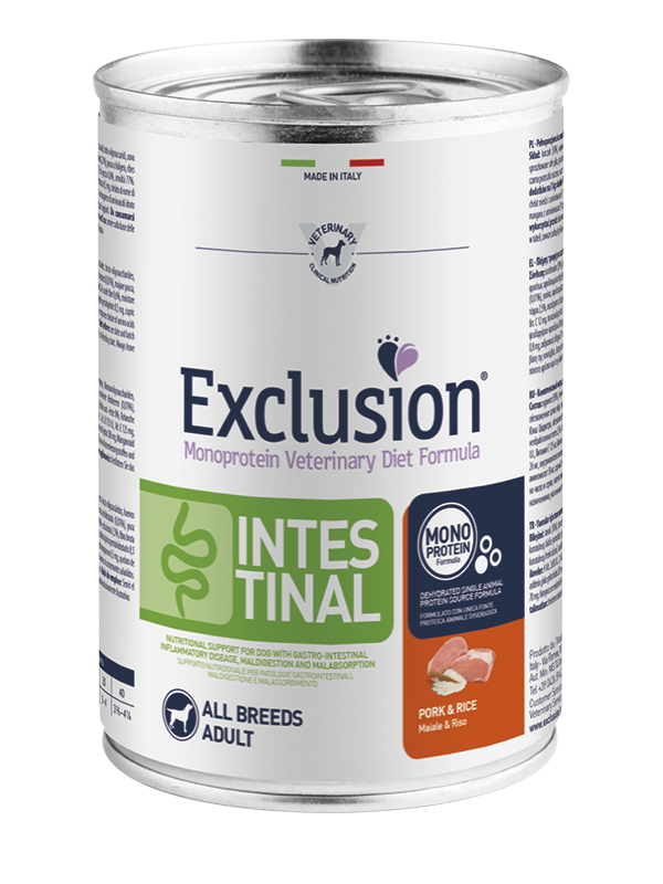 Exclusion Monoprotein Intestinal All Breeds Dog Adult Maiale e Riso Umido