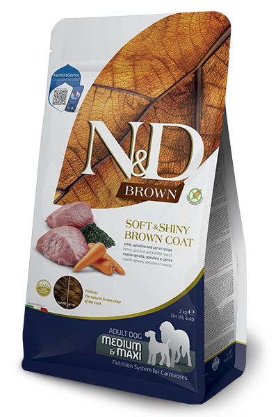 N&D Brown Dog Adult Medium/Maxi Agnello, Spirulina e Carota