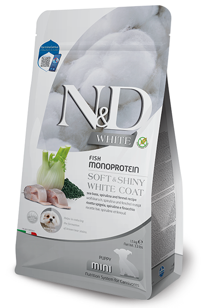 N&D White Dog Puppy Mini Branzino, Spirulina e Finocchio