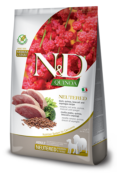 N&D Quinoa Dog Neutered  Anatra, Broccoli e Asparagi Adult Medium/Maxi