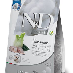 N&D White Dog Puppy Medium/Maxi Branzino, Spirulina e Finocchio