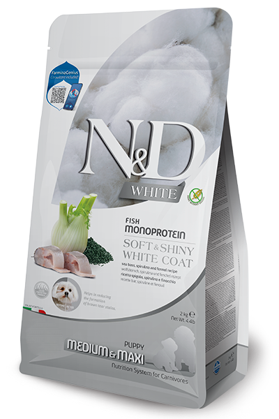 N&D White Dog Puppy Medium/Maxi Branzino, Spirulina e Finocchio