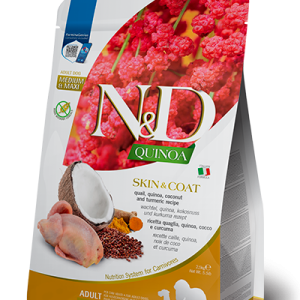 N&D Quinoa Dog Skin&Coat Quaglia, Cocco e Curcuma Adult Medium/Maxi