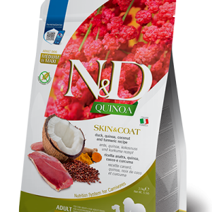N&D Quinoa Dog Skin&Coat  Anatra, Cocco e Curcuma Adult Medium/Maxi