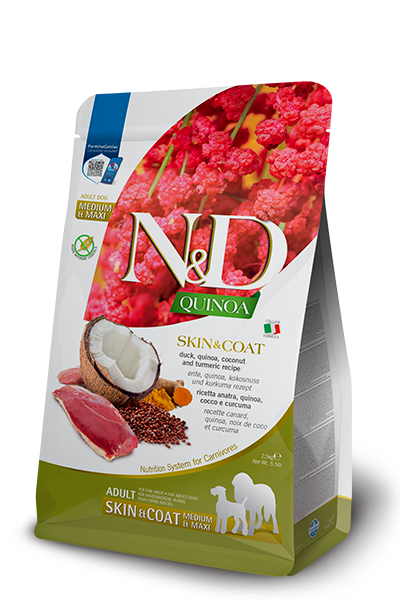 N&D Quinoa Dog Skin&Coat  Anatra, Cocco e Curcuma Adult Medium/Maxi