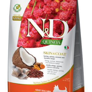 N&D Quinoa Dog Skin e Coat Aringa, Cocco e Curcuma Adult Mini