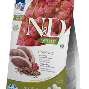 N&D Quinoa Dog Urinary Anatra, Mirtillo e Camomilla Adult Medium/Maxi
