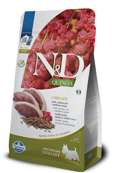 N&D Quinoa Dog Urinary  Anatra, Mirtillo e Camomilla Adult Mini