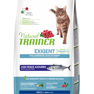 Natural Trainer Cat Dry Adult Exigent con Pesce Azzurro