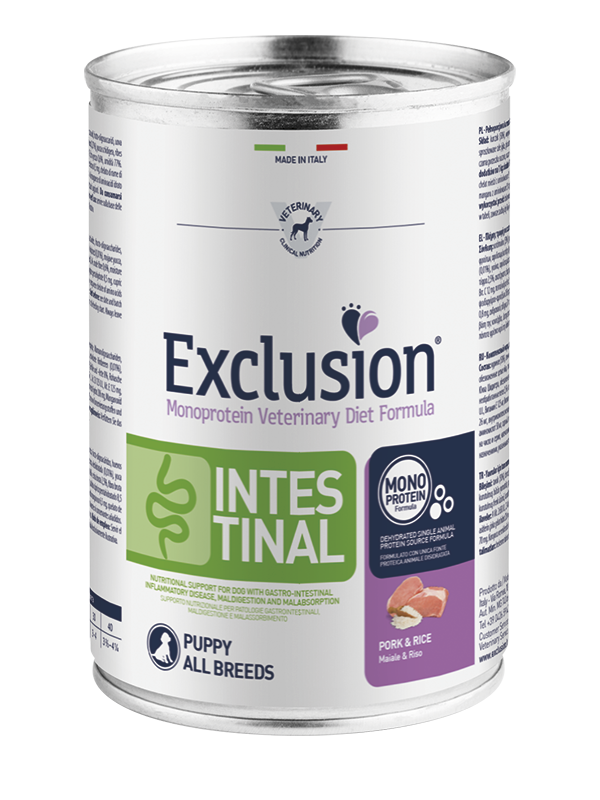 Exclusion Monoprotein Intestinal All Breeds Dog Puppy Maiale e Riso Umido