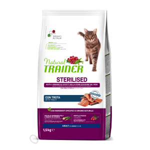 Natural Trainer Cat Dry Adult Sterilised con Trota e Fibra di Pisello