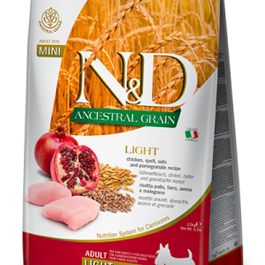 N&D Ancestral Grain Light Mini Pollo, Melograno, Farro e Avena