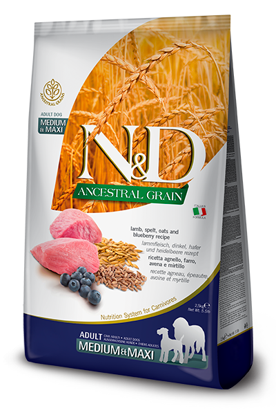 N&D Ancestral Grain Adult Medium/Maxi Agnello e Mirtillo