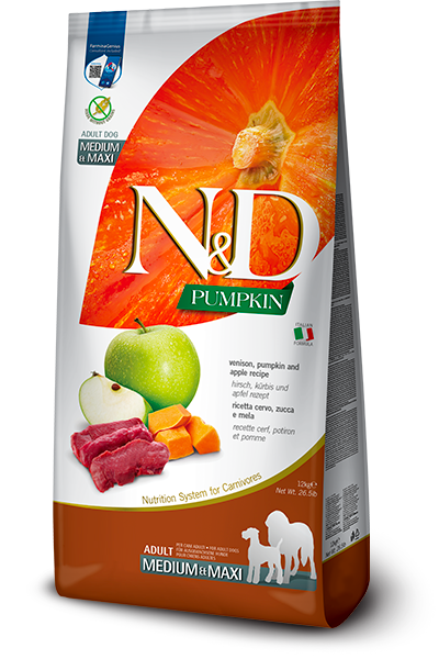N&D Pumpkin Adult Medium & Maxi Cervo, Zucca e Mela