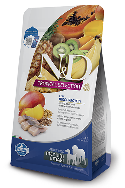N&D Tropical Selection Adult Medium/Maxi Aringa, Farro, Segale e Frutta Tropicale
