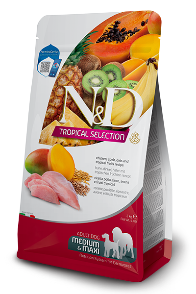 N&D Tropical Selection Adult Medium/Maxi Pollo, Farro, Segale e Frutta Tropicale
