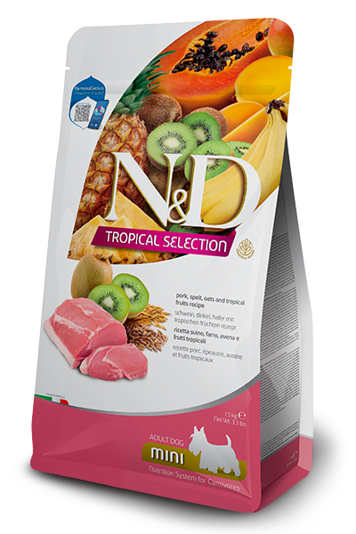 N&D Tropical Selection Adult Mini Maiale, Farro, Segale e Frutta Tropicale